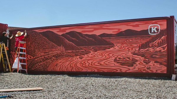 Pacific Northwest art on a digital vinyl wall mural