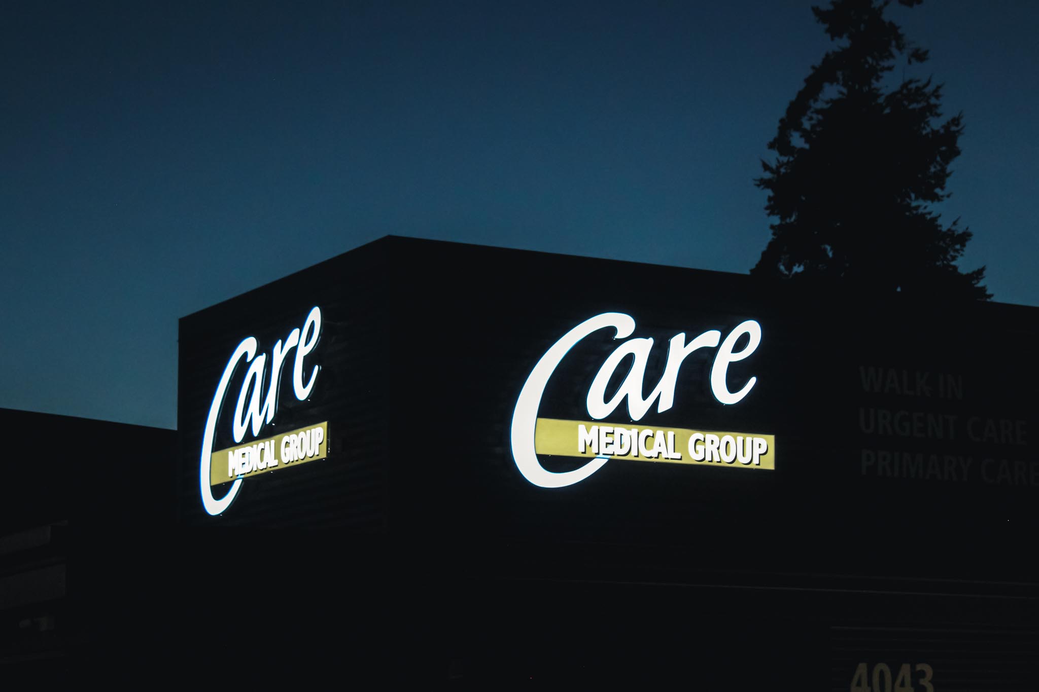 care-medical-group-exterior-illuminated-channel-letters-signage-at-night