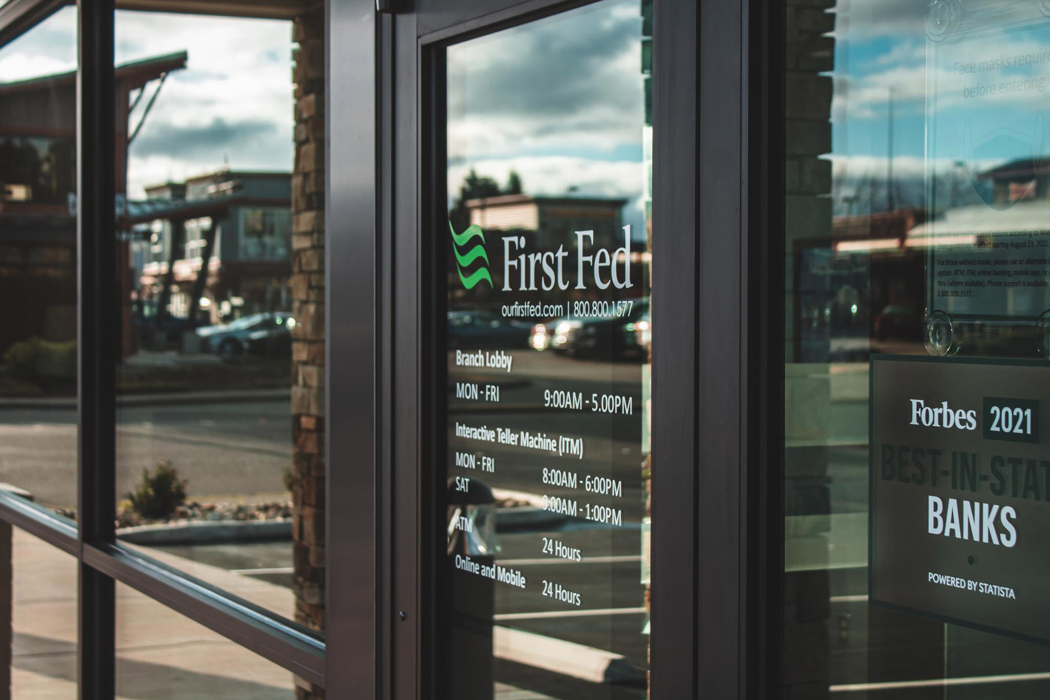 financial-first-federal-ferndale-front-door-window-graphics